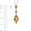 Thumbnail Image 2 of Pear-Shaped Citrine, Pink Tourmaline, and Lab-Created White Sapphire Pendant in Sterling Silver