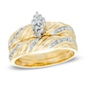 Thumbnail Image 1 of Marquise Composite Diamond Accent Beaded Bridal Set in 10K Gold