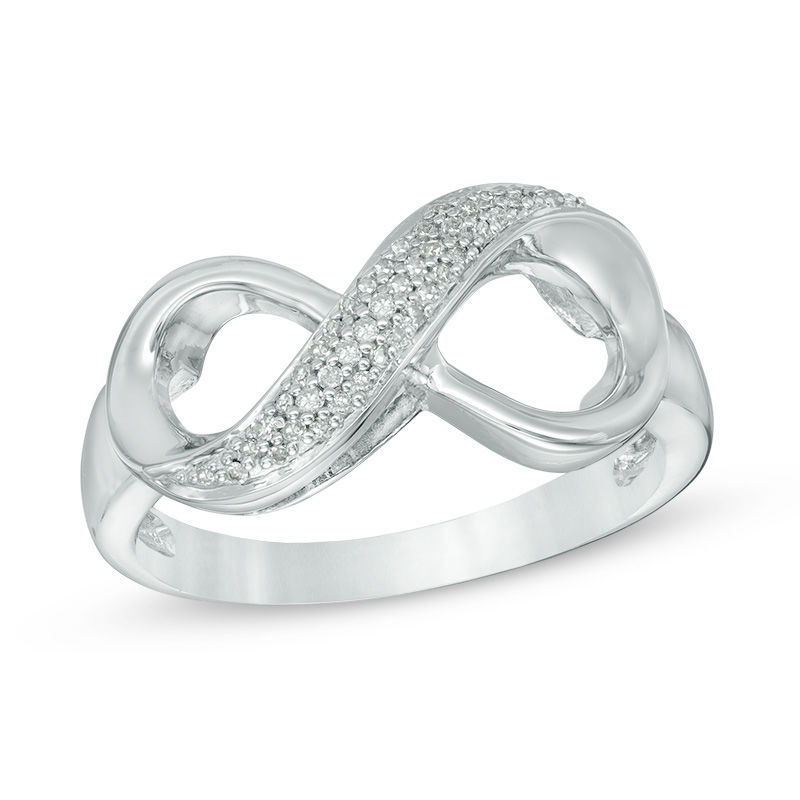 1/10 CT. T.W. Diamond Sideways Infinity Three Row Ring in Sterling Silver