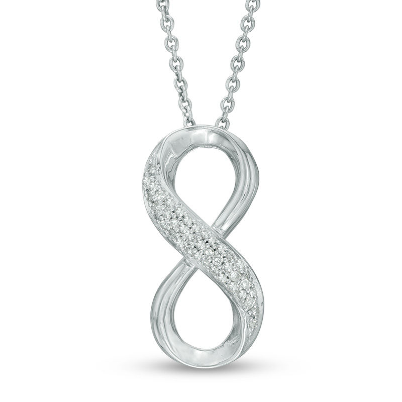 Main Image 1 of 1/10 CT. T.W. Diamond Infinity Three Row Pendant in Sterling Silver