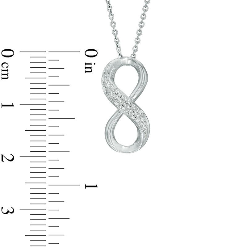 Main Image 2 of 1/10 CT. T.W. Diamond Infinity Three Row Pendant in Sterling Silver