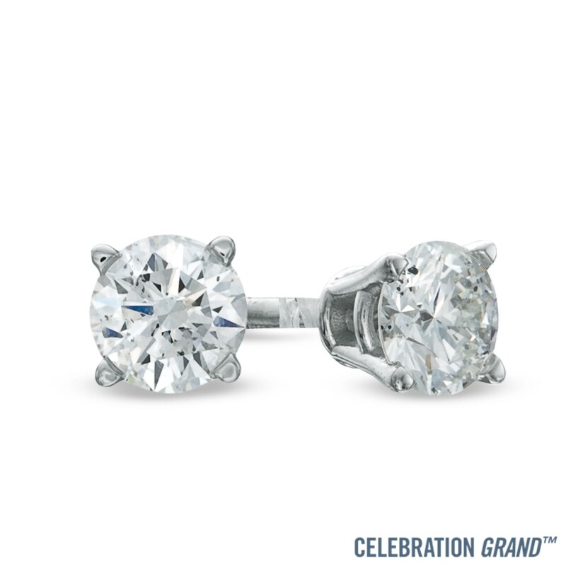 Celebration Ideal 1/3 CT. T.W. Diamond Solitaire Stud Earrings in 14K White Gold (K/I1)