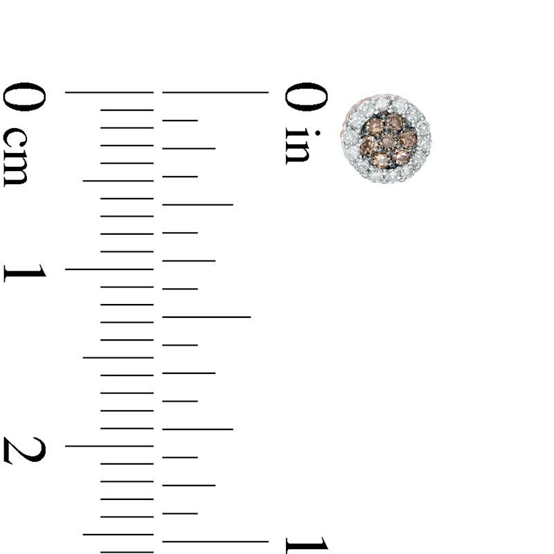 Main Image 2 of 1/8 CT. T.W. Champagne and White Diamond Composite Frame Stud Earrings in 10K Rose Gold