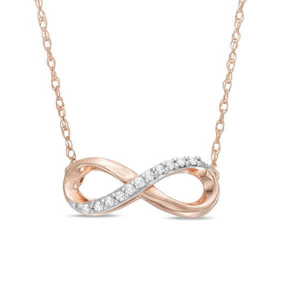Diamond Accent Infinity Necklace in 10K Rose Gold Zales Outlet
