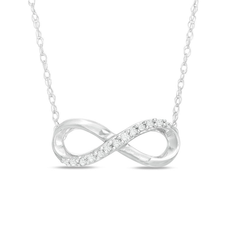 Diamond Accent Infinity Necklace in 10K White Gold