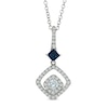 Thumbnail Image 0 of Vera Wang Love Collection 1/2 CT. T.W. Diamond and Blue Sapphire Drop Pendant in 14K White Gold