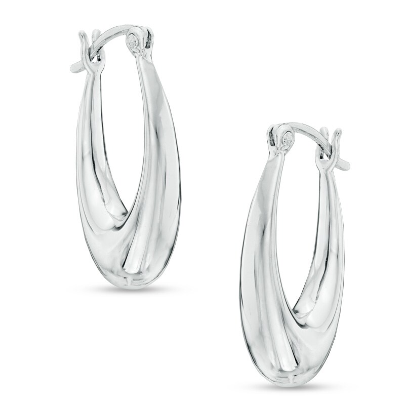 Main Image 1 of Oval Hoop Earrings in Sterling Silver