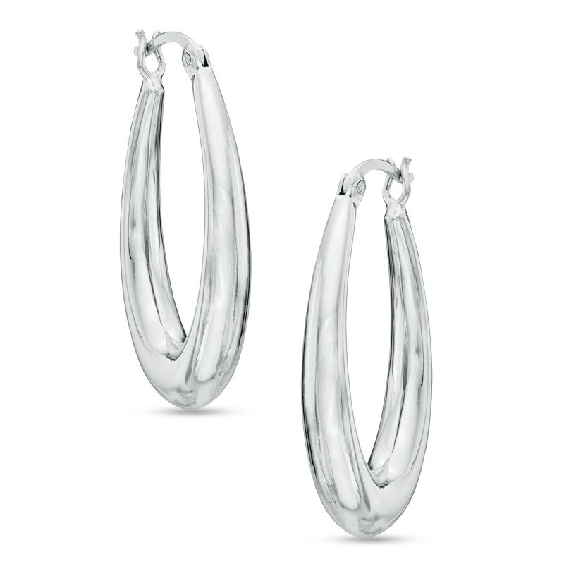 Large Oval Hoop Earrings in Sterling Silver