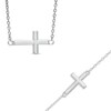 Thumbnail Image 1 of Sideways Cross Necklace and Bracelet Set in Sterling Silver