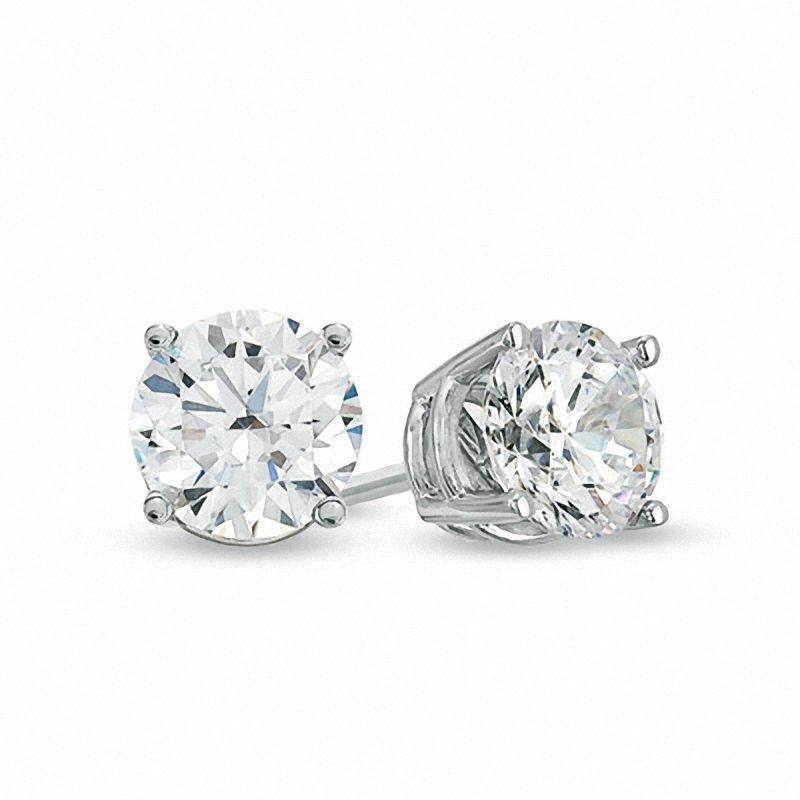 Main Image 1 of Celebration Ideal 1-1/2 CT. T.W. Certified Diamond Solitaire Stud Earrings in 14K White Gold (K/I1)