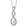 Thumbnail Image 1 of 5.5mm Lab-Created White Sapphire and Diamond Accent Twist Pendant in Sterling Silver
