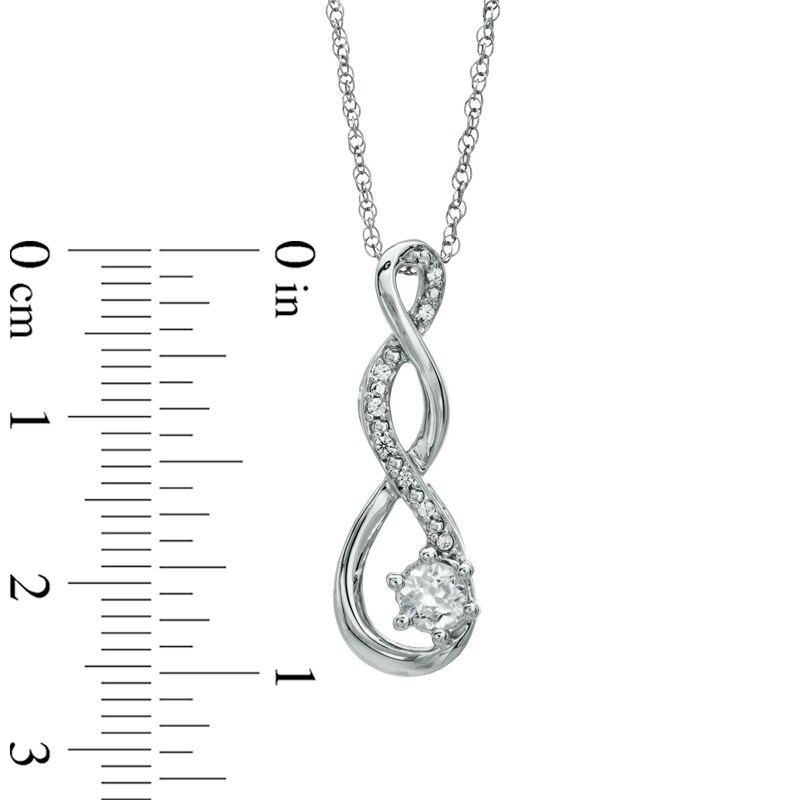Main Image 2 of 5.5mm Lab-Created White Sapphire and Diamond Accent Twist Pendant in Sterling Silver