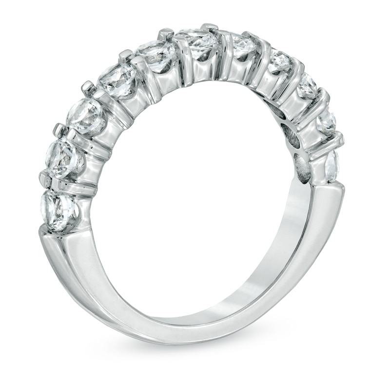 Main Image 2 of White Lab-Created Sapphire Band in Sterling Silver