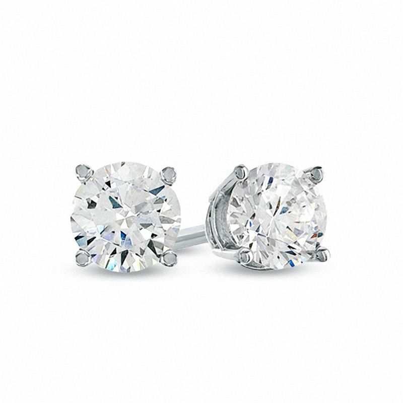 Main Image 1 of Celebration Ideal 1 CT. T.W. Certified Diamond Solitaire Stud Earrings in 14K White Gold (K/I1)