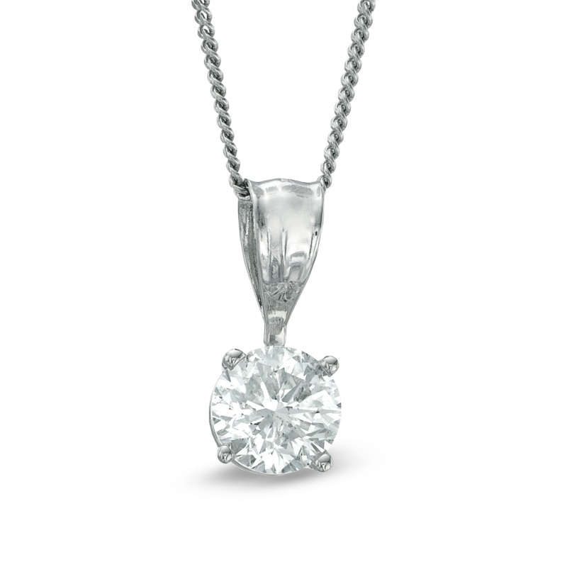 Main Image 1 of Celebration Ideal 1/2 CT. Certified Diamond Solitaire Pendant in 14K White Gold (K/I1)