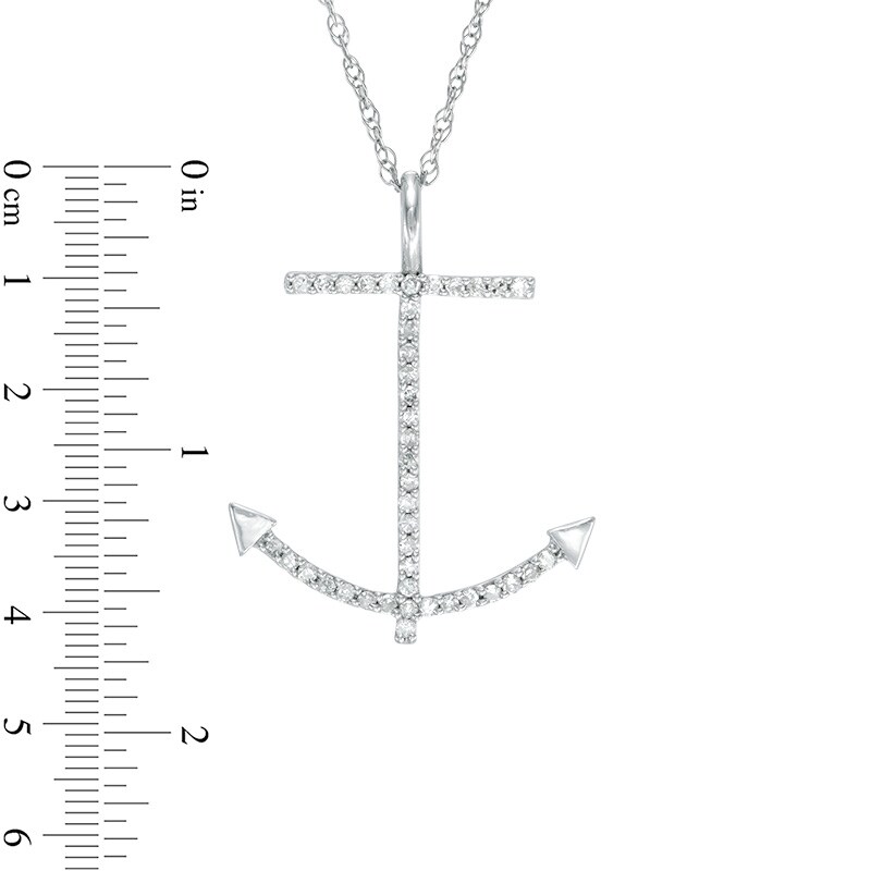 Main Image 2 of 1/10 CT. T.W. Diamond Anchor Pendant in 10K White Gold