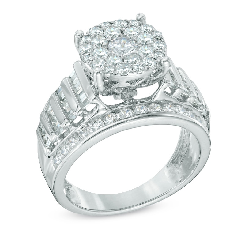 Main Image 2 of 2 CT. T.W. Diamond Cluster Engagement Ring in 14K White Gold