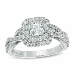 Vera Wang Love Collection 1 CT. T.W. Princess-Cut Diamond Double Frame Twist Ring in 14K White Gold