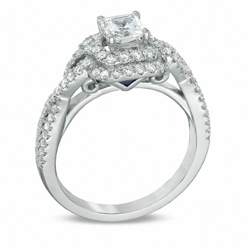 Vera Wang Love Collection 1 CT. T.W. Princess-Cut Diamond Double Frame Twist Ring in 14K White Gold
