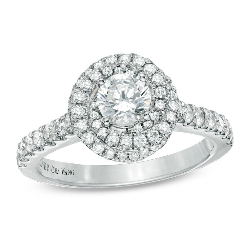 Main Image 1 of Vera Wang Love Collection 1 CT. T.W. Diamond Swirl Frame Engagement Ring in 14K White Gold