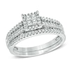 Thumbnail Image 0 of 1/2 CT. T.W. Princess-Cut Quad Diamond Frame Bridal Set in 10K White Gold