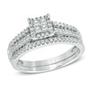 Thumbnail Image 1 of 1/2 CT. T.W. Princess-Cut Quad Diamond Frame Bridal Set in 10K White Gold