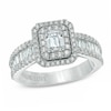 Thumbnail Image 0 of Vera Wang Love Collection 1-1/2 CT. T.W. Emerald-Cut Diamond Double Frame Ring in 14K White Gold