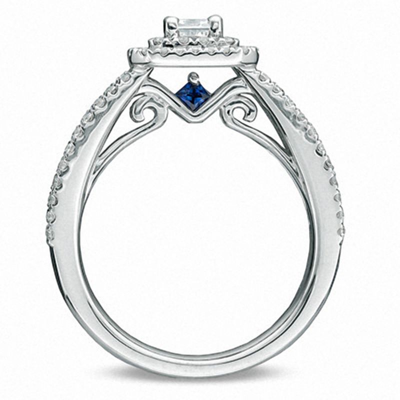 Vera Wang Love Collection 1-1/2 CT. T.W. Emerald-Cut Diamond Double Frame Ring in 14K White Gold