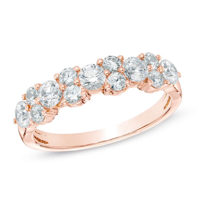 1 CT. T.W. Diamond Alternating Duo Five Stone Anniversary Band in 10K Rose Gold