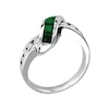 Thumbnail Image 1 of Princess-Cut Emerald and 1/3 CT. T.W. Diamond Slant Ring in 14K White Gold
