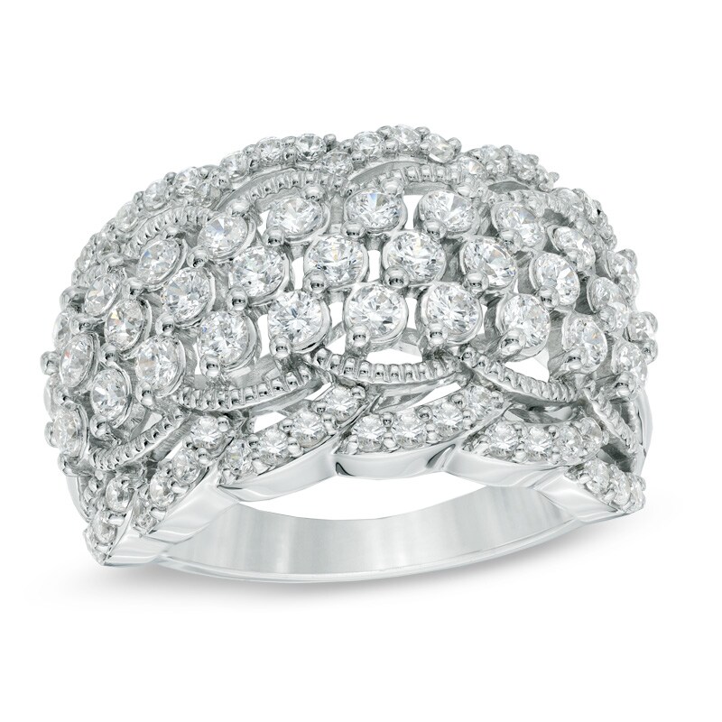 1-1/2 CT. T.W. Diamond Scalloped Vintage-Style Anniversary Ring in 10K White Gold