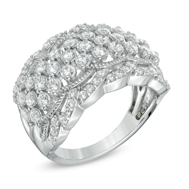 1-1/2 CT. T.W. Diamond Scalloped Vintage-Style Anniversary Ring in 10K White Gold
