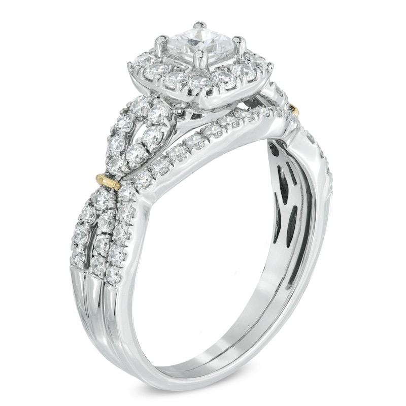 Celebration Ideal 1 CT. T.W. Princess-Cut Diamond Frame Bridal Set in 14K White Gold (I/I1)