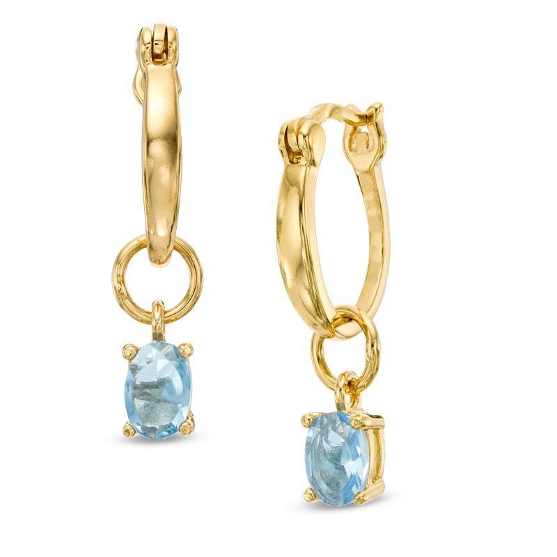 Main Image 2 of Multi-Gemstone Hoop Earrings Set in Sterling Silver with Yellow Rhodium Plating