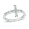 Thumbnail Image 0 of 1/20 CT. T.W. Diamond Lined Sideways Cross Ring in Sterling Silver