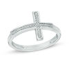Thumbnail Image 1 of 1/20 CT. T.W. Diamond Lined Sideways Cross Ring in Sterling Silver