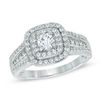 Celebration Ideal 1 CT. T.W. Diamond Double Frame Engagement Ring in 14K White Gold (I/I1)