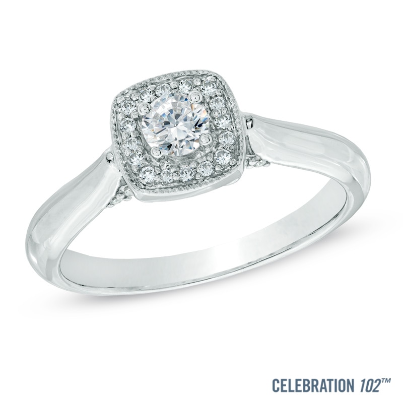 Celebration Lux® 1/3 CT. T.W. Diamond Frame Engagement Ring in 18K White Gold (I/SI2)
