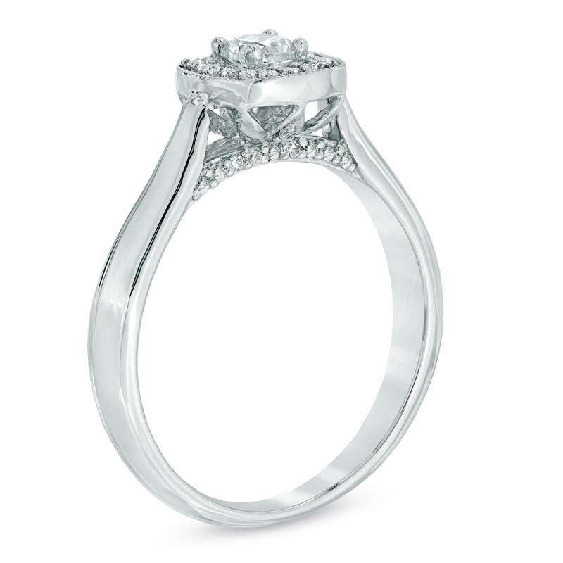 Main Image 2 of Celebration Lux® 1/3 CT. T.W. Certified Diamond Frame Engagement Ring in 18K White Gold (I/SI2)
