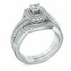 Thumbnail Image 2 of Celebration Ideal 1 CT. T.W. Certified Diamond Vintage-Style Bridal Set in 14K White Gold (I/I1)