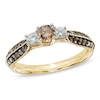 3/4 CT. T.W. Champagne and White Diamond Three Stone Engagement Ring in 14K Gold