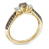 Thumbnail Image 1 of 3/4 CT. T.W. Champagne and White Diamond Three Stone Engagement Ring in 14K Gold