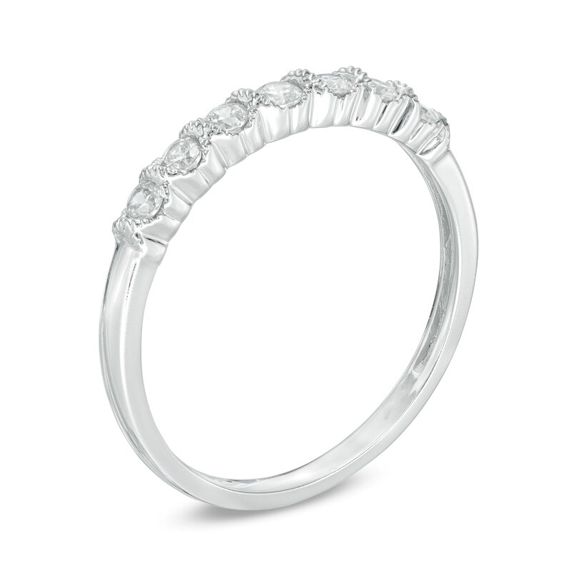 1/4 CT. T.W. Diamond Vintage-Style Seven Stone Anniversary Band in 14K White Gold