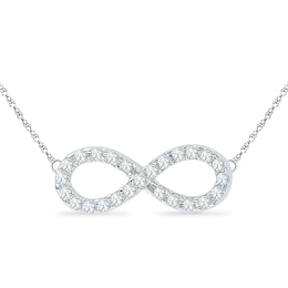 1/5 CT. T.W. Diamond Sideways Infinity Pendant in 10K White Gold