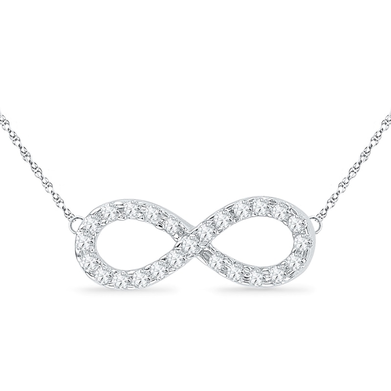 Main Image 1 of 1/5 CT. T.W. Diamond Sideways Infinity Pendant in 10K White Gold