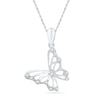 Diamond Accent Tilted Butterfly Pendant In 10K White Gold