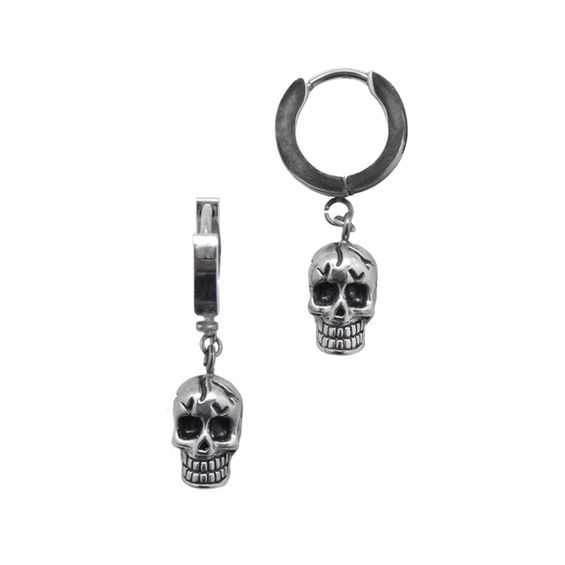 Skull Drop Earrings In Stainless Steel