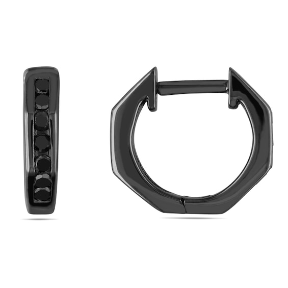 1/4 CT. T.W. Enhanced Black Diamond Hoop Earrings in Sterling Silver with Black Rhodium 1/4 CT. T.W. Enhanced Black Diamond Hoop Earrings in Sterling Silver with Black Rhodium