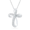 Thumbnail Image 1 of 1/20 CT. T.W. Diamond Looping Cross Pendant in Sterling Silver
