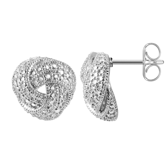 Diamond Accent Vintage-Style Love Knot Stud Earrings in Sterling Silver Diamond Accent Vintage-Style Love Knot Stud Earrings in Sterling Silver